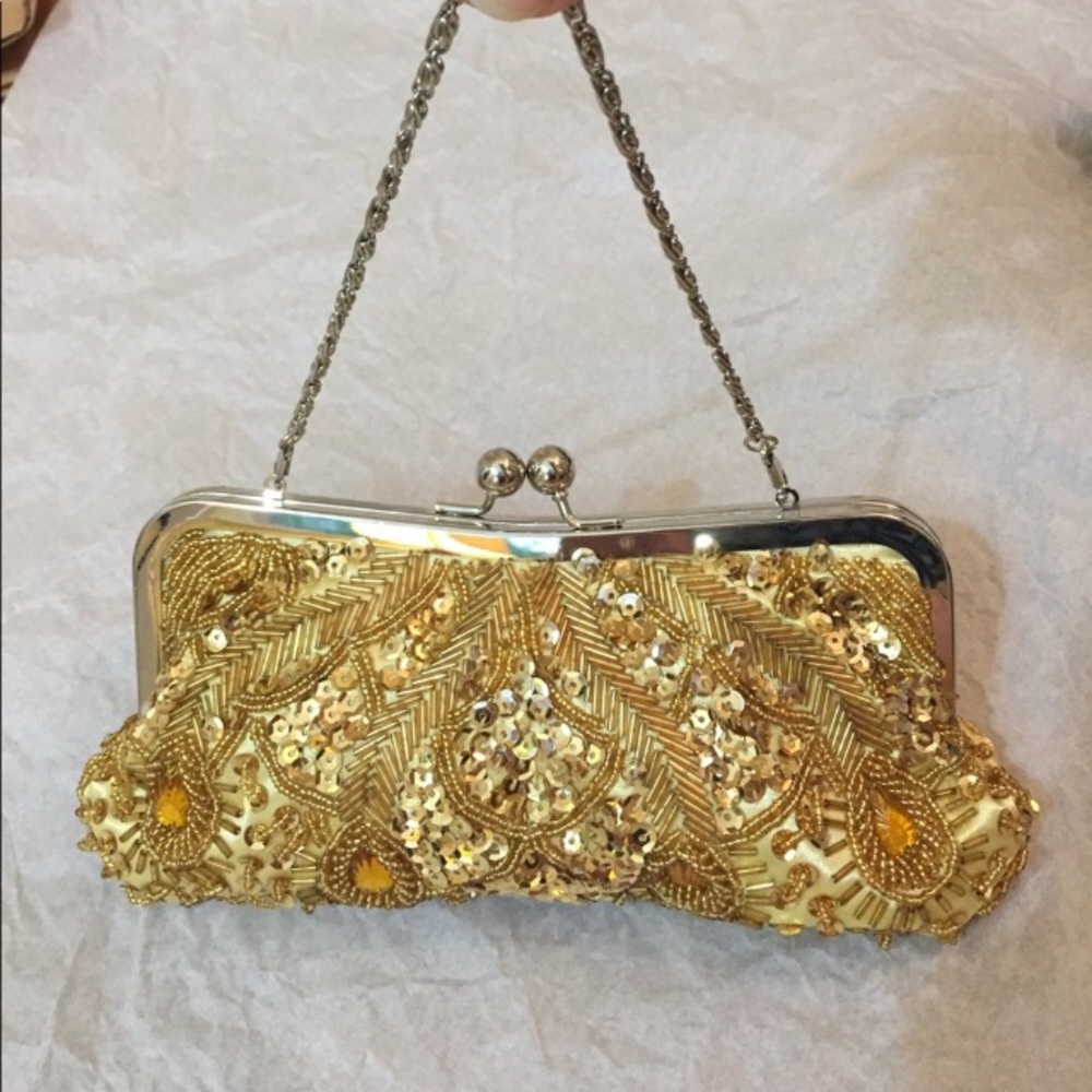 Mariell Gold Sequin Evening/Bridal Clutch